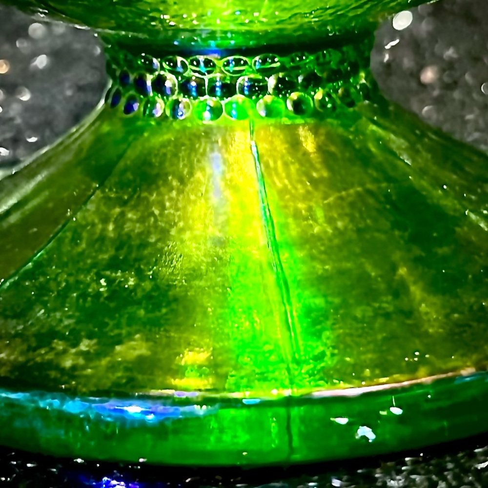 Vintage Carnival Glass Pitcher Harvesting EmeraldGreen to Blue Iridescent - Picture 5 of 12